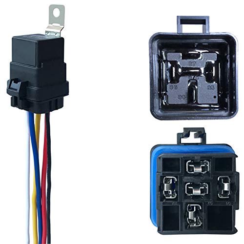 1 Pack 40/30 AMP 12 V DC Waterproof Relay and Harness - Heavy Duty 12 AWG Tinned Copper Wires, 5-PIN SPDT Bosch Style Automotive Relay