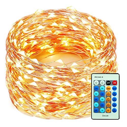 LightsEtc 8 Modes 2 Pack 33 Feet 100 Led Fairy String Lights with Battery Remote Timer Control Operated Waterproof Copper Wire Fairy Lights for Room Wedding Garden Party Wall Tree Decoration