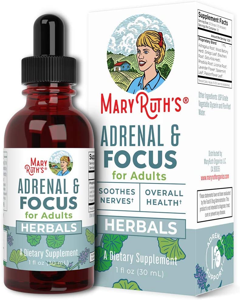 Adrenal Support & Focus Supplement by MaryRuth's | Adrenal Supplements Help The Body Manage Stressors & Improve Focus | Nootropic Adrenal Complex...