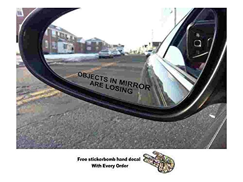 BERRYZILLA (Pair) Objects in Mirror are Losing Decal Black Etched Glass Funny Sticker