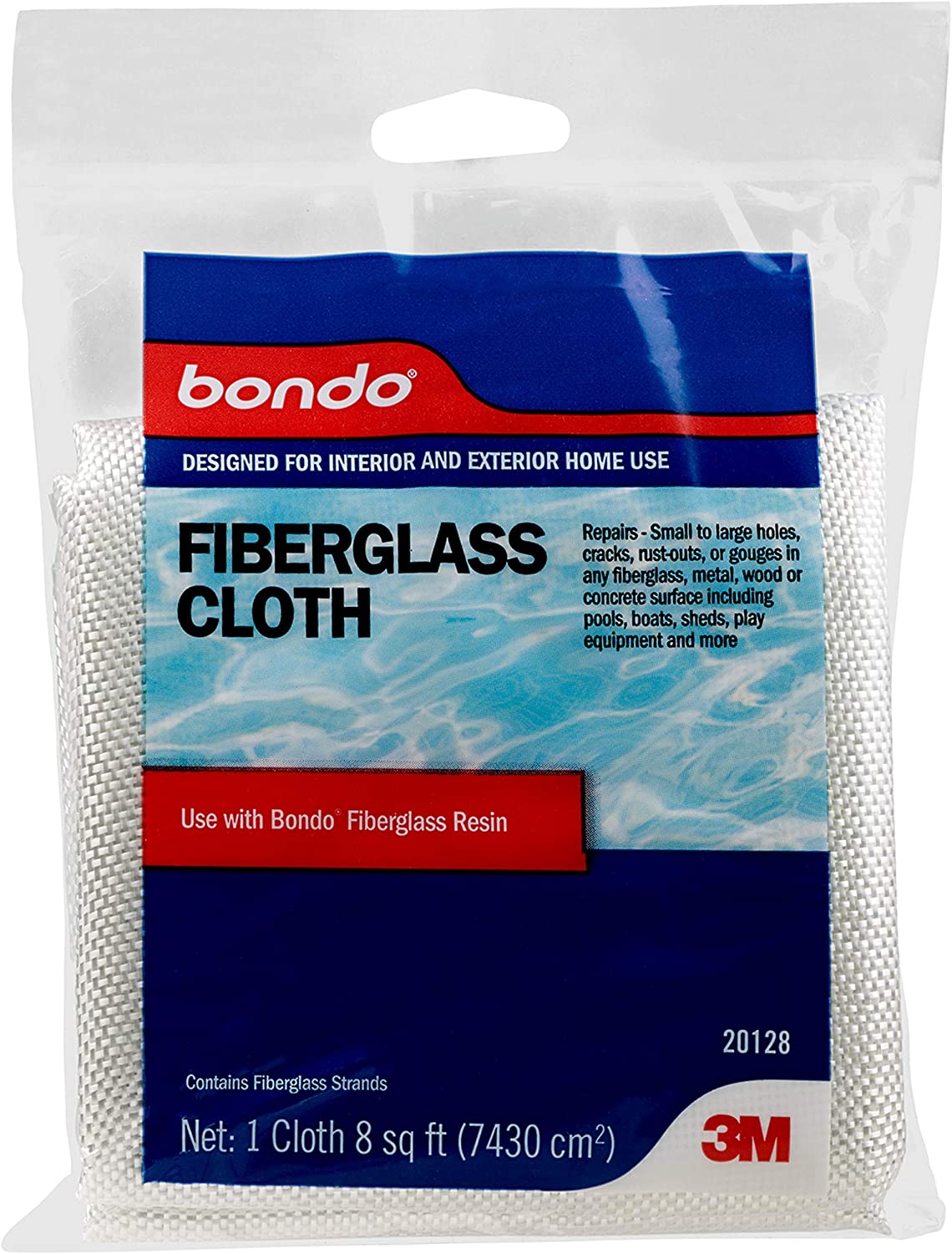 Bondo Fiberglass Cloth, Repairs Small to Large Holes, Cracks, Rust Outs or Gouges in Any Fiberglass, Metal, Wood or Concrete Surface Including Pools, Boats,...