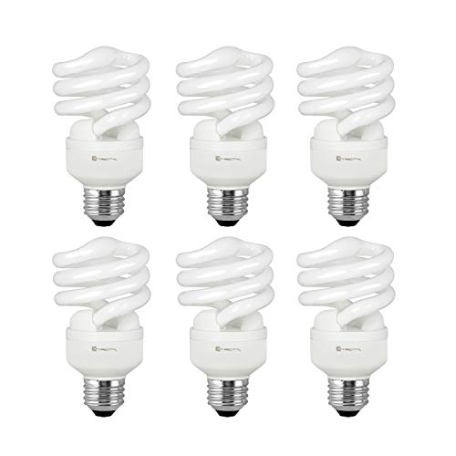 Compact Fluorescent Light Bulb T2 Spiral CFL, 2700k Soft White, 13W (60 Watt Equivalent), 900 Lumens, E26 Medium Base, 120V, UL Listed (Pack of 6)