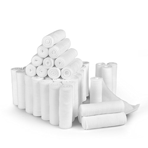 D&H Medical 24 Bulk Pack Gauze Stretch Bandage Roll, 4 Inch X 4 Yards, Used for Wound Care, Easy to Use Cotton Ply Rolled Hand Wrap Dressing Ankles & Knees.