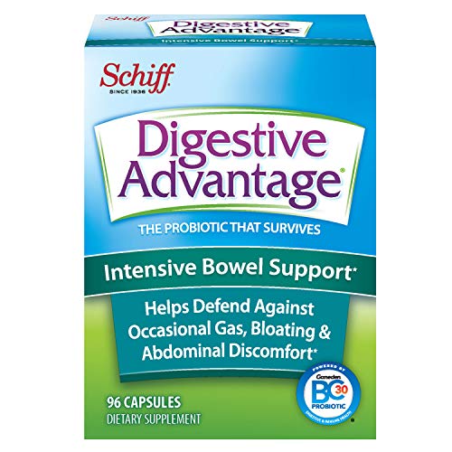 Digestive Advantage Intensive Bowel Support Capsules (96 Count In A Box), Helps Defend Against Occasional Gas Bloating Abdominal Discomfort and Diarrhea, Supports Digestive and Immune Health, CFUs