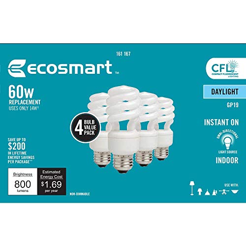 EcoSmart 14-Watt Daylight Compact Flourescent (CFL) Light Bulbs, Pack of 8