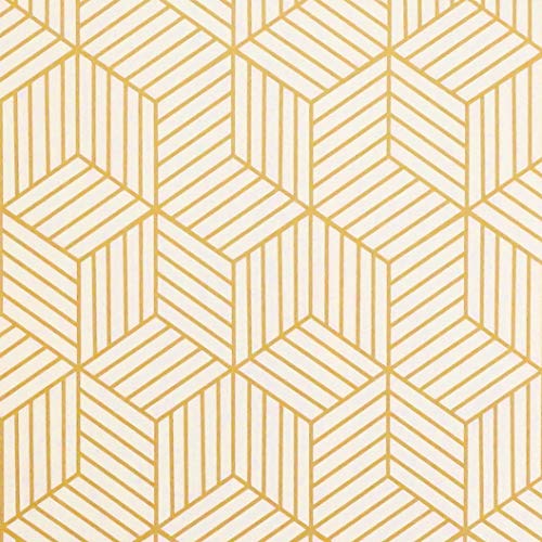 Gold and Beige Geometry Stripped Hexagon Peel and Stick Wallpaper Gold Stripes Wallpaper Luxury Paper Removable Self Adhesive Vinyl Film Decorative Shelf Drawer Liner Roll78.7”x17.7”