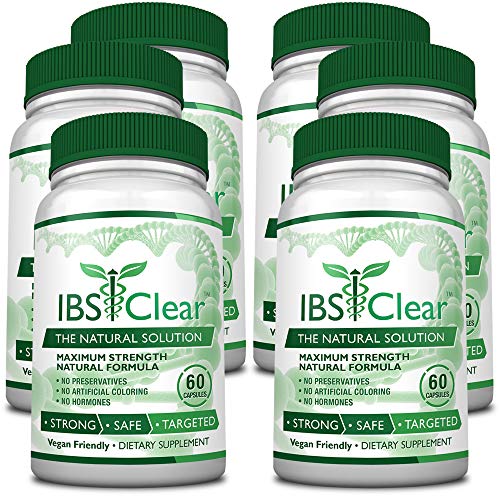 IBS Clear™ - 100% Natural IBS Relief with Vitamin D, Psyllium Husk, Fennel. 60 Vegan Friendly Capsules - 6 Bottles