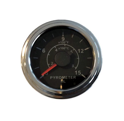 IIL Pyrometer 0-1500F EGT Gauge, 2"/52mm Chrome, w/9 ft (2.8M) K thermocouple Probe