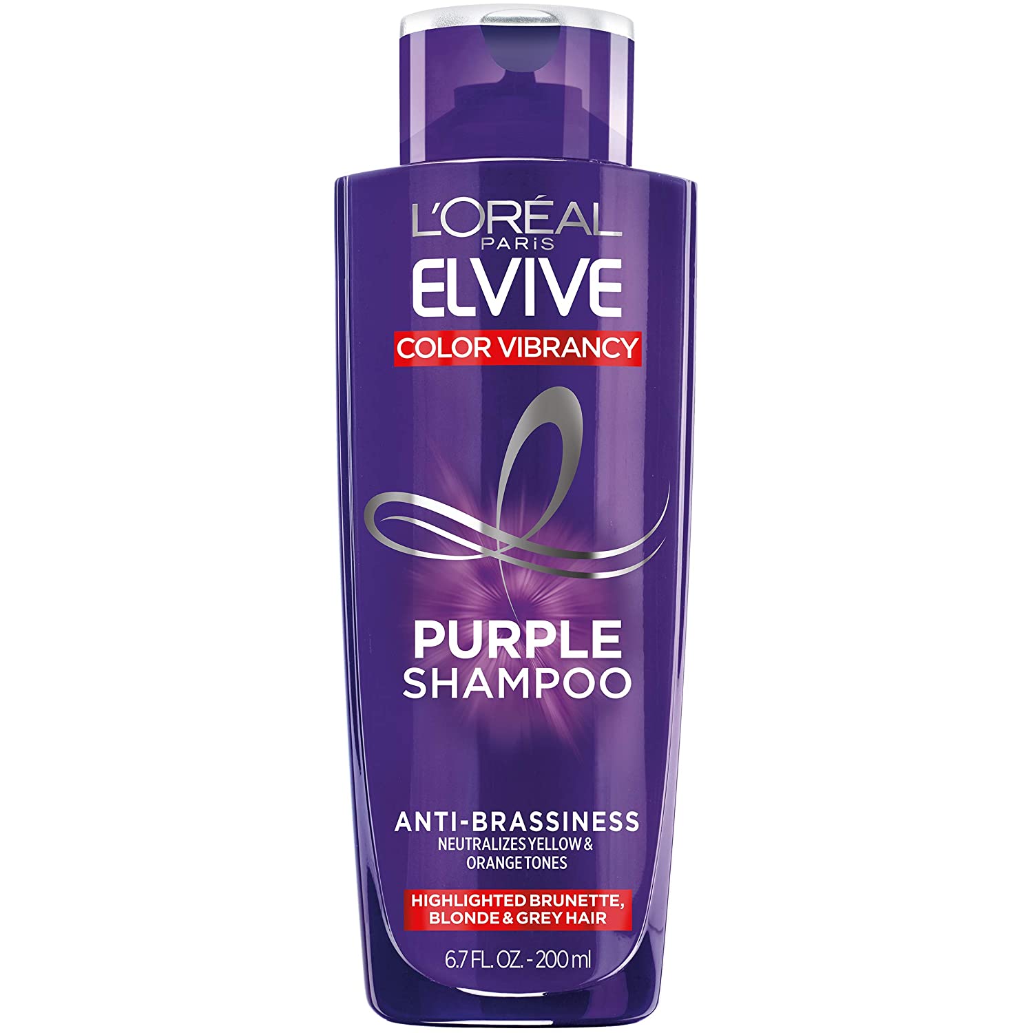 L'Oreal Paris Elvive Color Vibrancy Anti-Brassiness Purple Shampoo for Color Treated Hair, neutralizes Yellow & Orange Tones, Highlighted Brunette