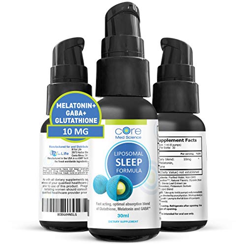 Liposomal Liquid Melatonin Sleep Aid Supplement With GABA and Glutathione - 10mg - Spray Before Bed - Sublingual Fast Acting and Extended Release for Natural Sound Sleeping Without Drowsiness,1 bottle