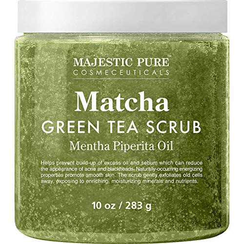 Matcha Green Tea Body Scrub for All Natural Skin Care - Exfoliating Multi Purpose Body and Facial Scrub Moisturizes and Nourishes Face and Skin - 10 oz - Great Gift for Her
