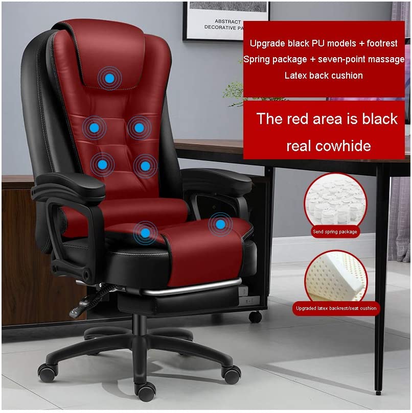 Office Chair Ergonomic Desk Chair,Business Chair with Massage Function,Lumbar Support Modern Executive Adjustable Stool Rolling Swivel Chair