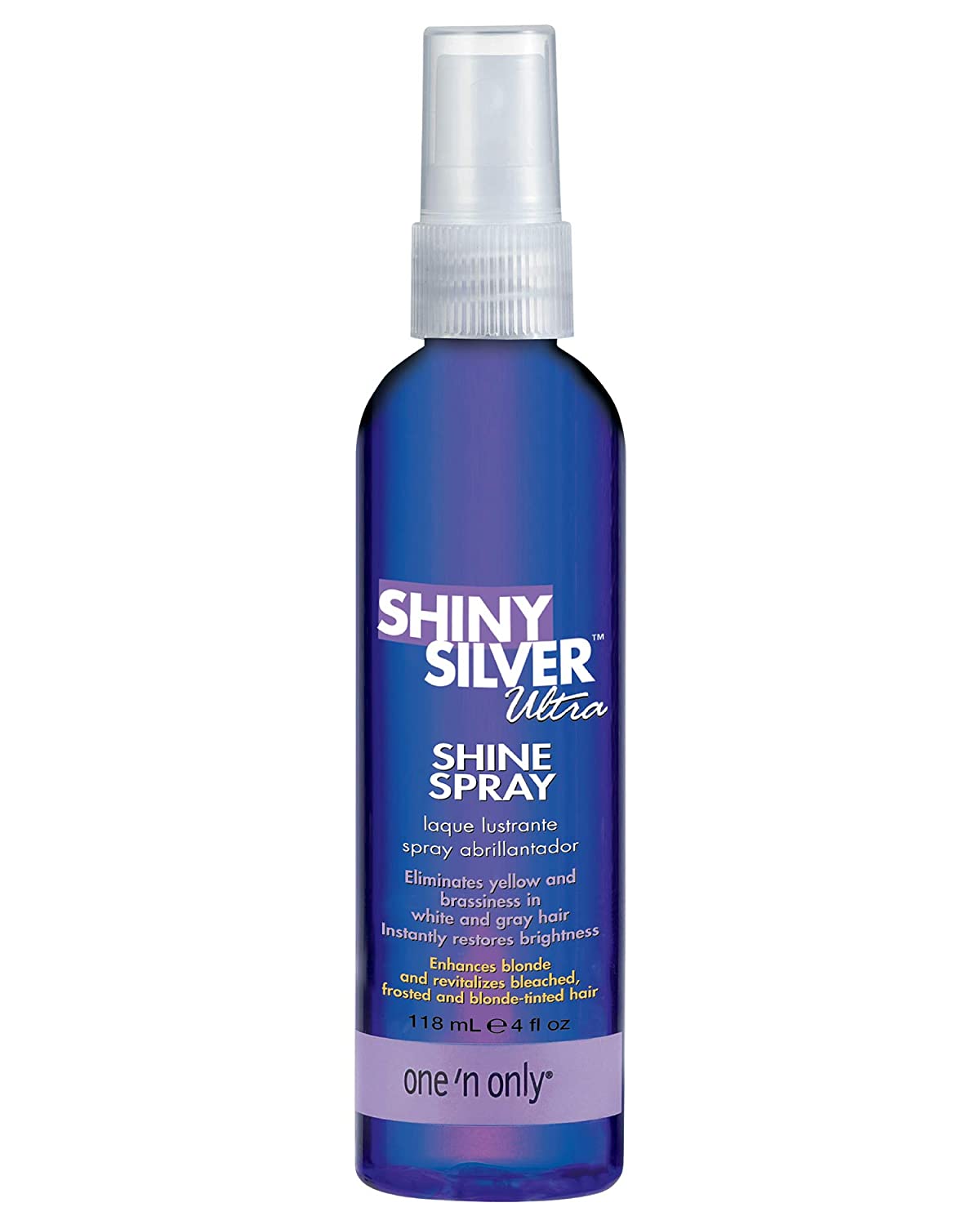 One 'n Only Shiny Silver Ultra Shine Spray, Restores Shiny Brightness to White, Grey, Bleached, Frosted, or Blonde-Tinted Hair, Instantly Revitalizes Dry Hair, Prevents Color Fading