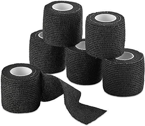 Self-Adherent-Cohesive-Bandage-Black-Medical-Wrap-6-Rolls-2-Wide-x-5-Yards-Sports-Tape-for-Medical-Use-Sports-First-Aid-and-Helps-Protect-Skin