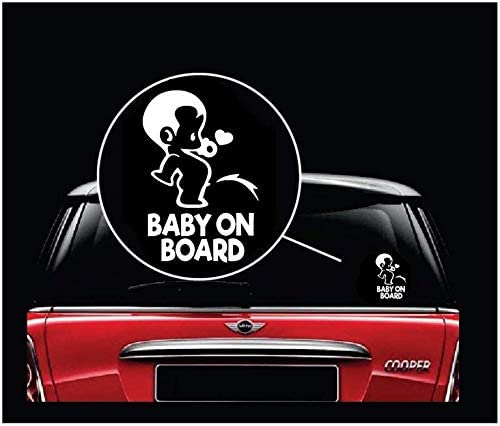 TOTOMO Baby on Board Sticker - Funny Cute Safety Caution Decal Sign for Cars Windows and Bumpers - Peeing Boy ALI-034