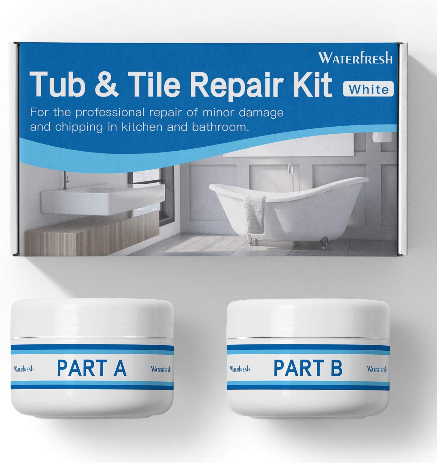 Tub, Tile and Shower Repair Kit - White | Fiberglass and Porcelain Repair | Shower & Countertop - Bathtub Refinishing Kit