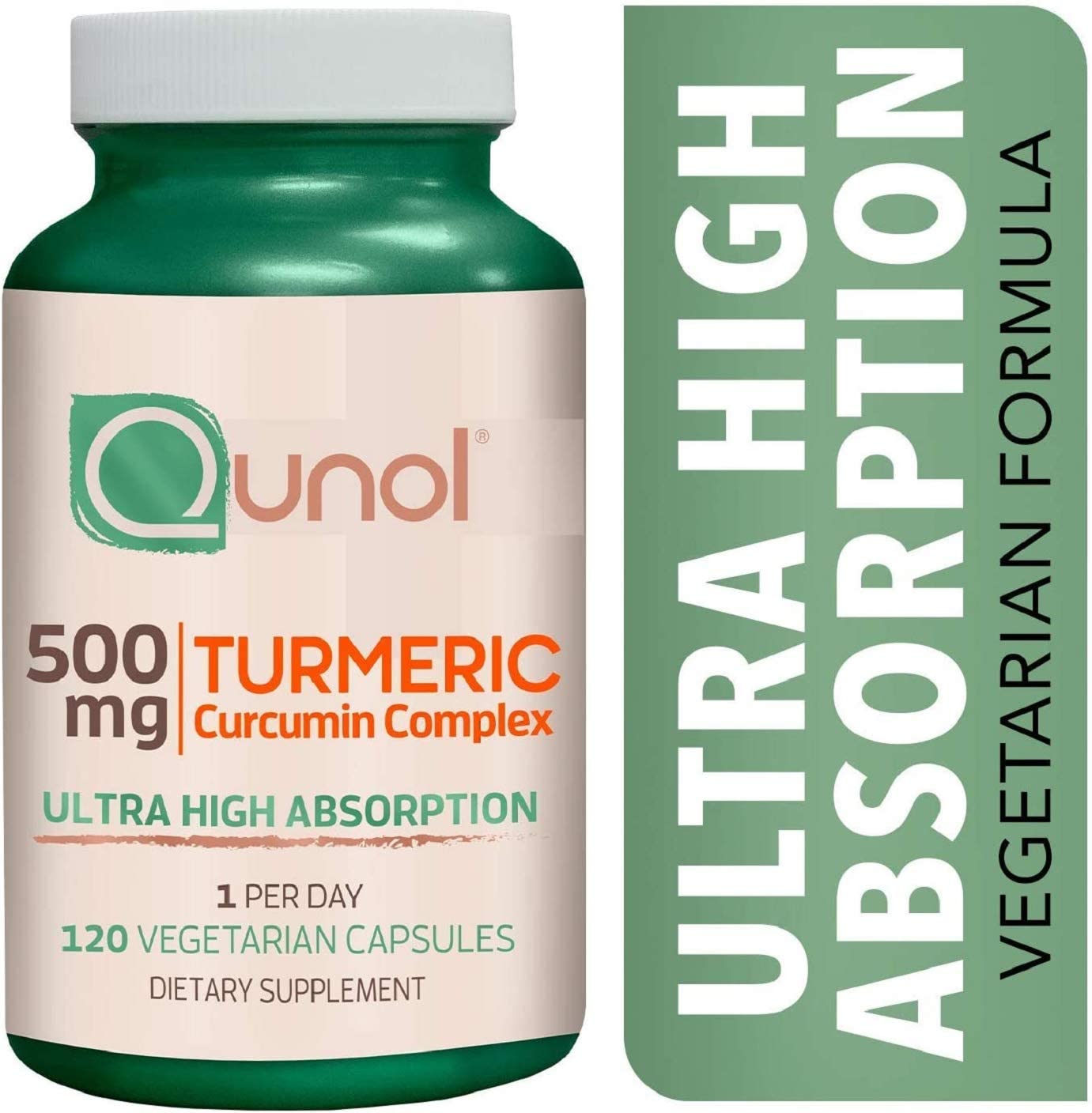 Turmeric Curcumin 500mg Vegetarian Capsules, Qunol Ultra High Absorption, Supports Healthy Inflammation Response, Joint Support, Dietary Supplement, Extra