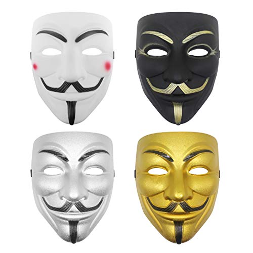 Udekit Hacker Mask V for Vendetta Mask for Kids Women Men Halloween Costume Cosplay