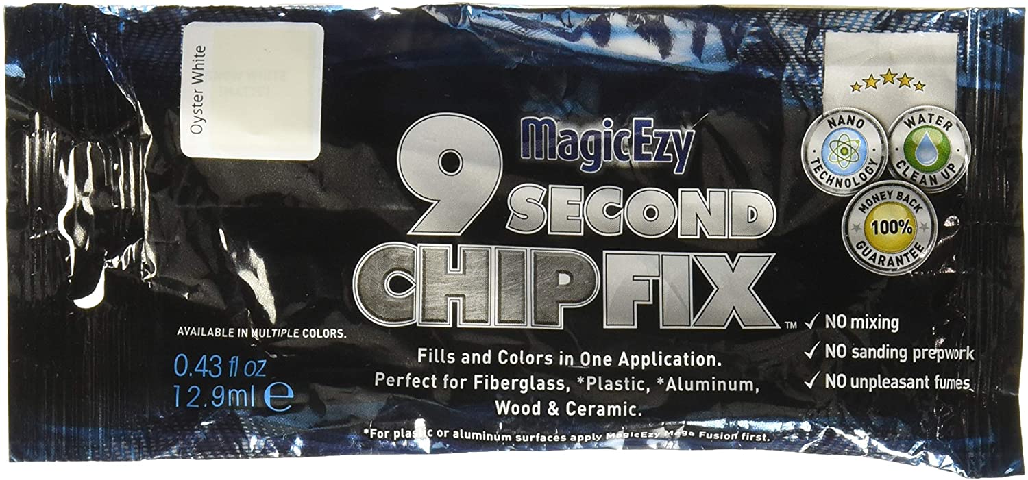 MagicEzy 9 Second Chip Fix - All-in-One Fiberglass Repair Filler for Boats and Fiberglass Gelcoat - (Oyster White)