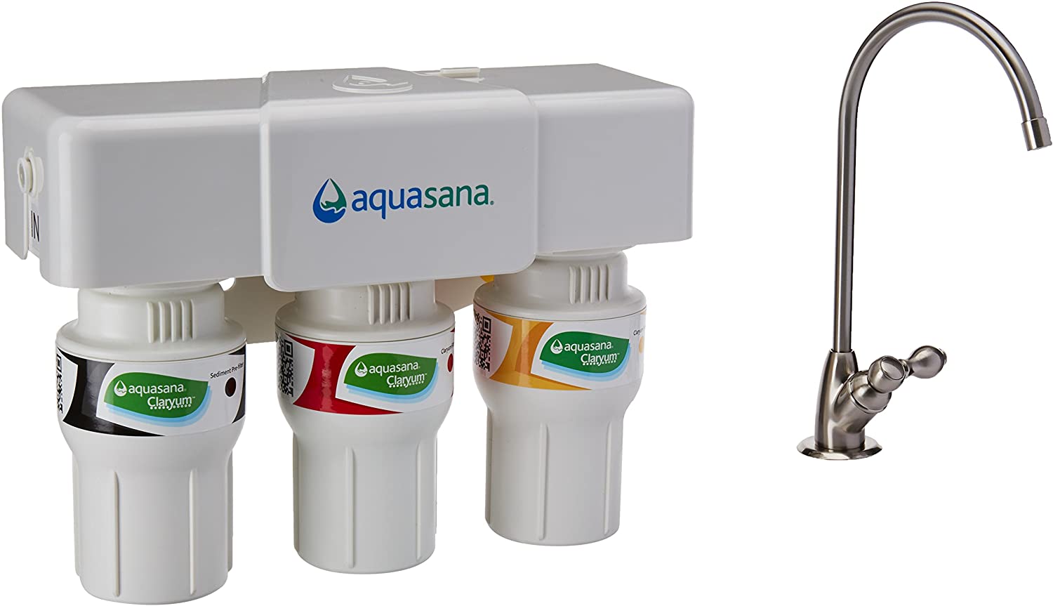 Aquasana 3-Stage Under Sink Water Filter System - Kitchen Counter Claryum Filtration 