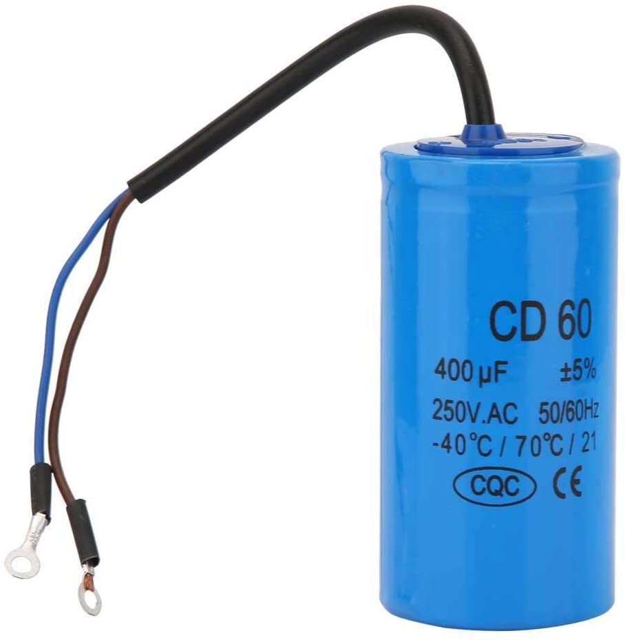CD60 Run Capacitor with Wire Cable 250V AC 400uF 50/60Hz for Motor Start Motor Air Compressor