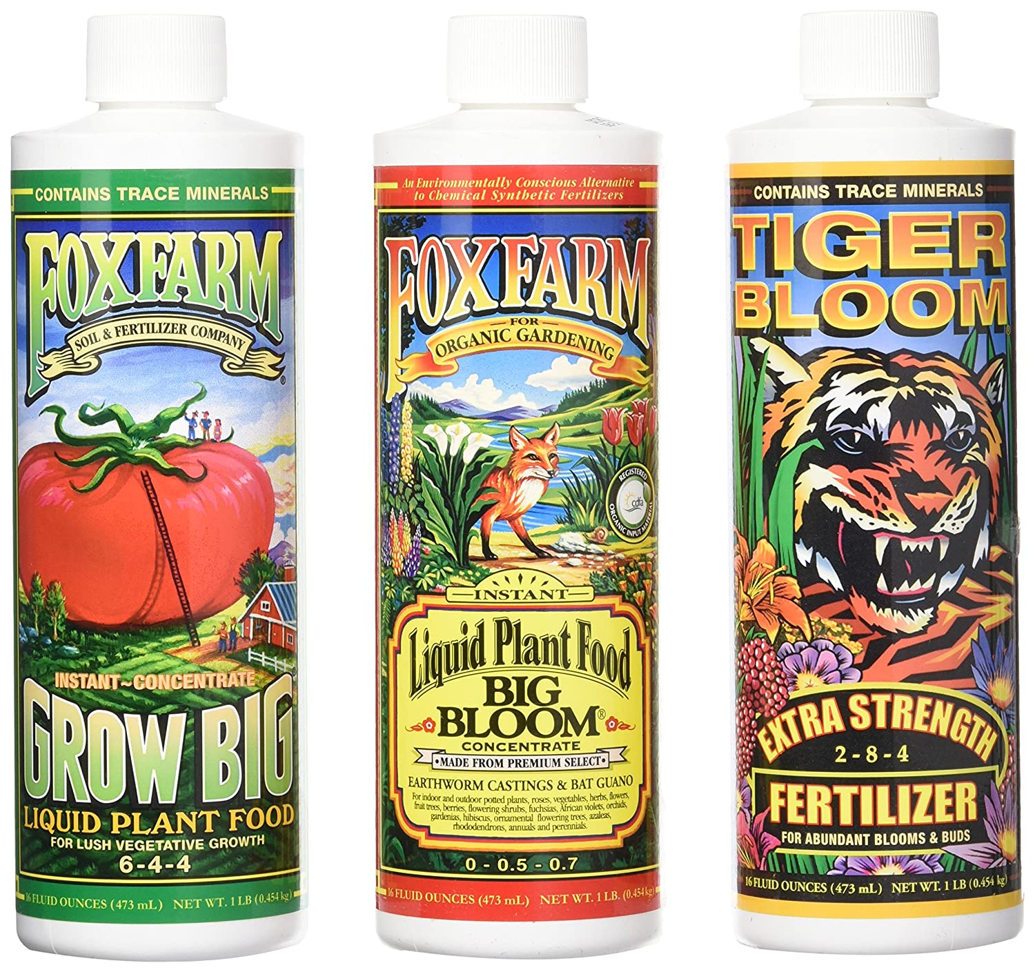 Fox Farm Liquid Nutrient Trio Soil Formula - Big Bloom, Grow Big, Tiger Bloom