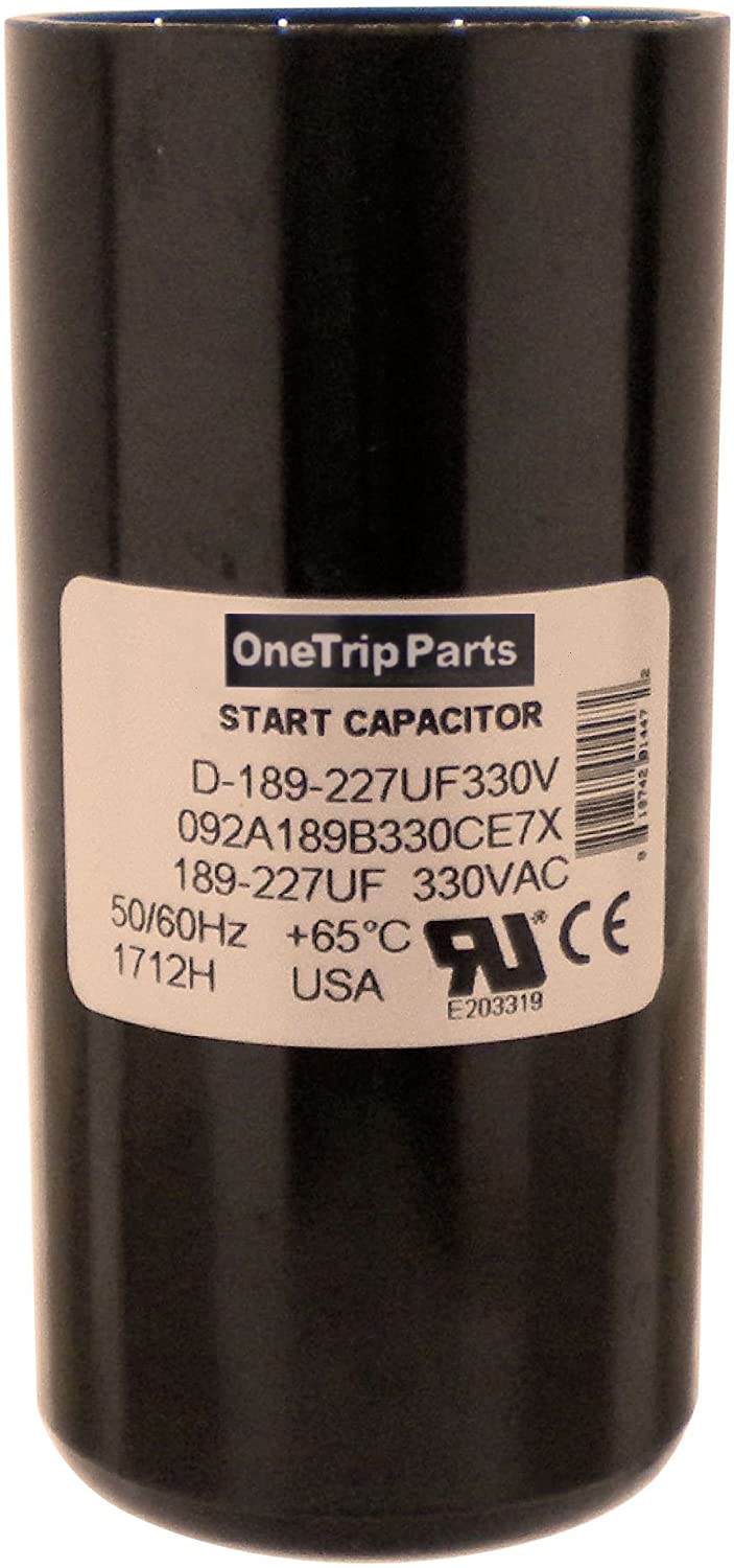 OneTrip Parts USA Start Capacitor 189-227 UF 189/227 MFD 330 VAC 2 Inch Round