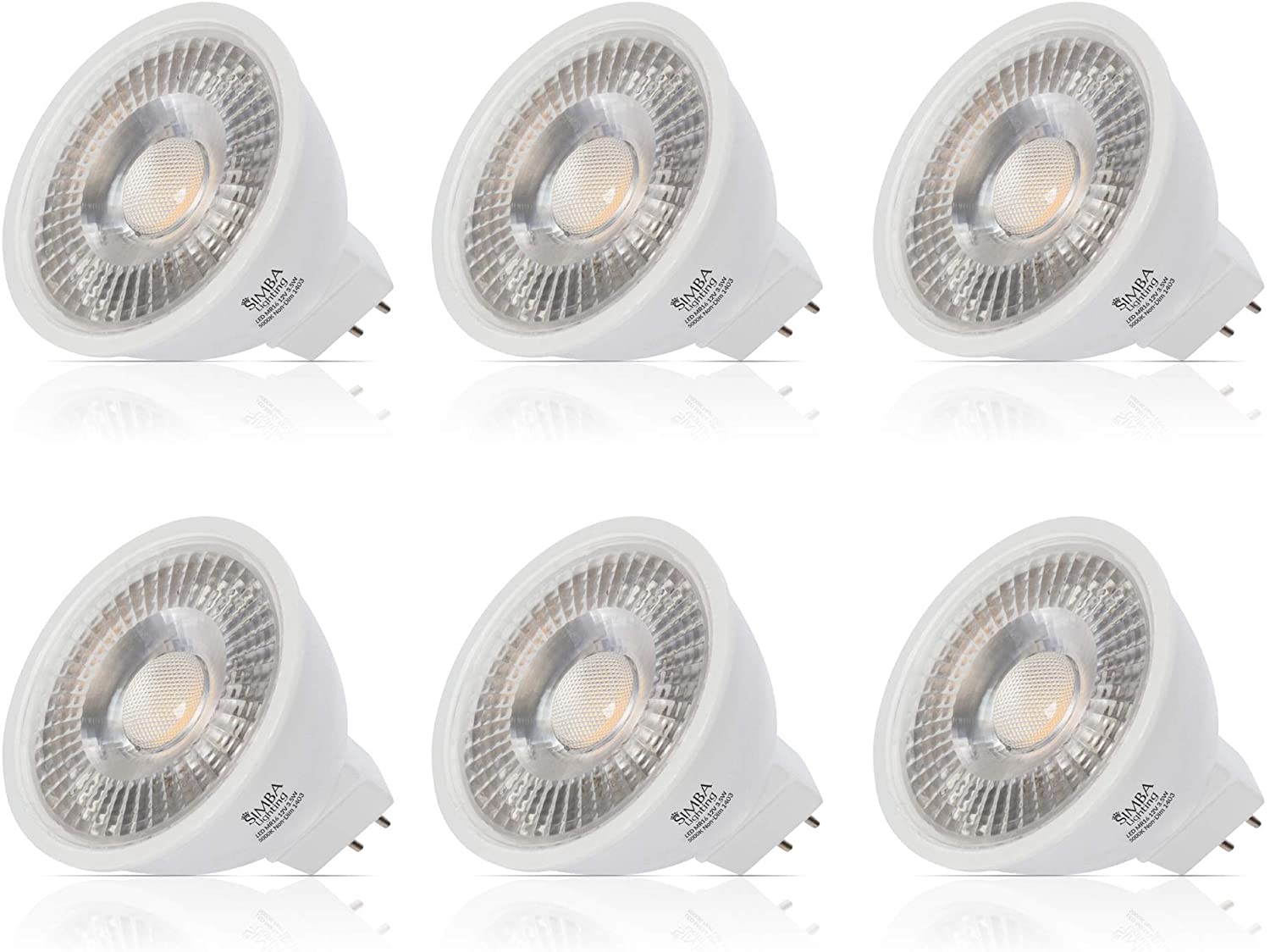 Simba Lighting LED MR16 3.5W 12V Light Bulb (6 Pack) 20W Halogen Spotlight Replacement for Landscape