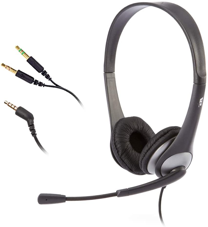 Cyber Acoustics Stereo Headset, 3.5mm stereo & Y-adapter for separate Headphone