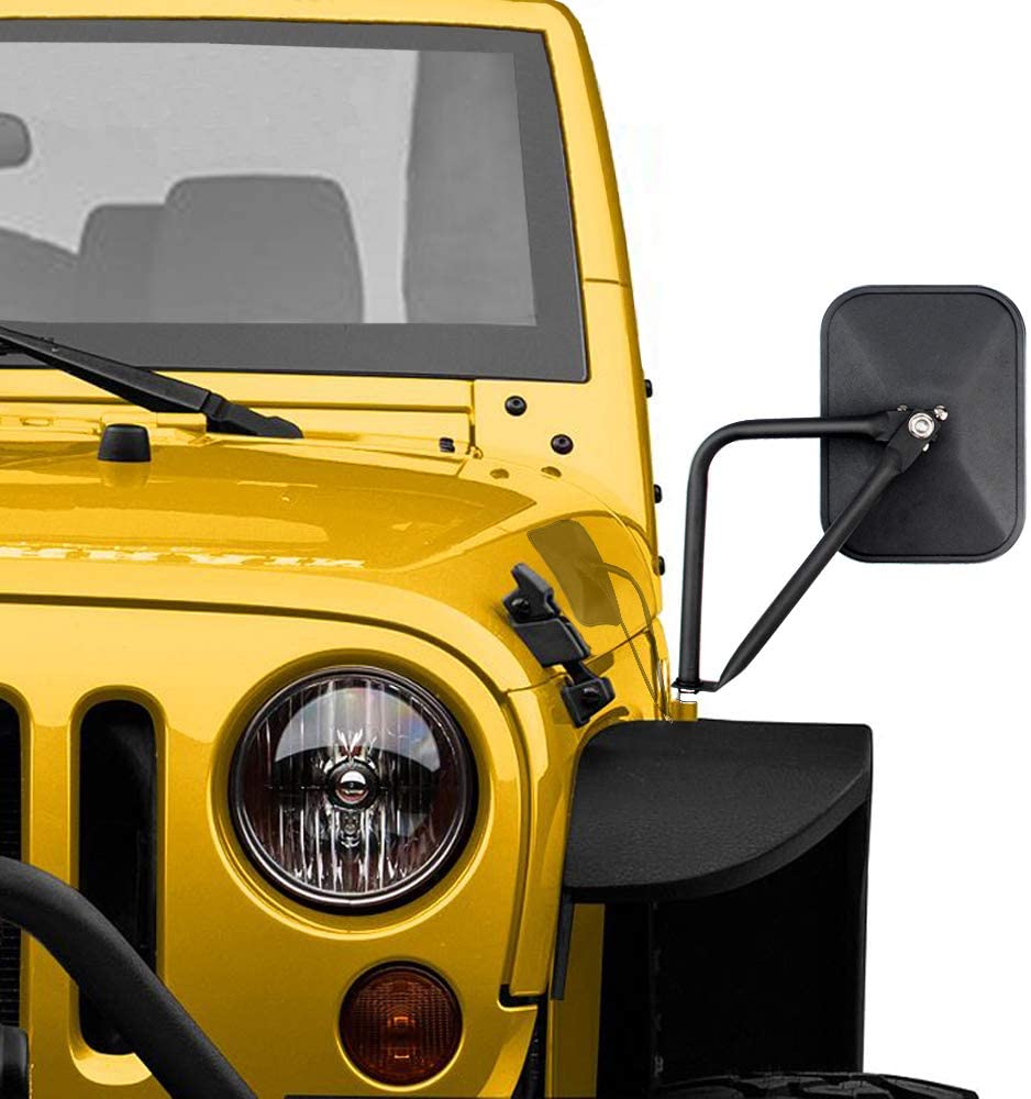Door Off Mirror Compatible with Jeep Wrangler JK JL JT Rectangular Off-road Morror Side View Mirror
