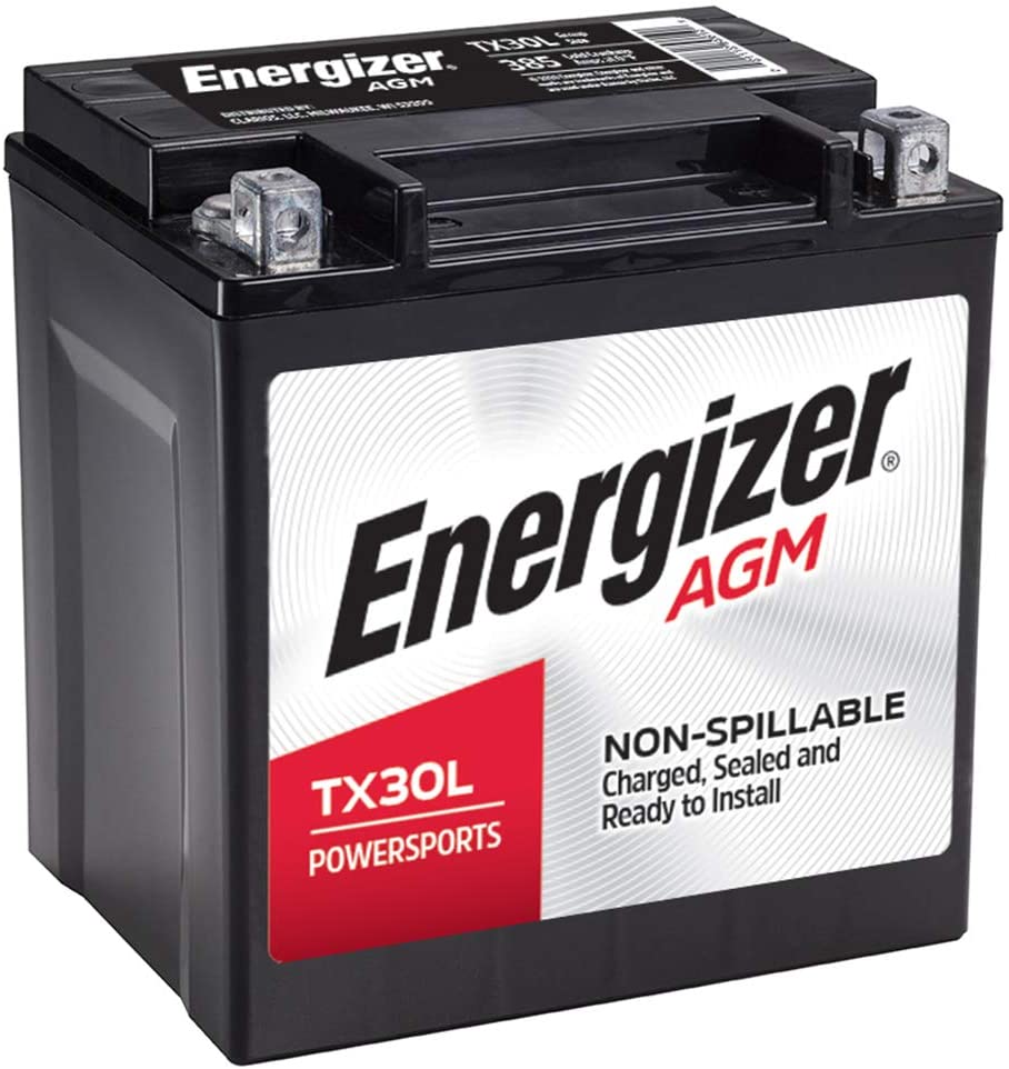 Energizer TX30L AGM Motorcycle and ATV 12V Battery, 385 Cold Cranking Amps and 30 Ahr, Replaces
