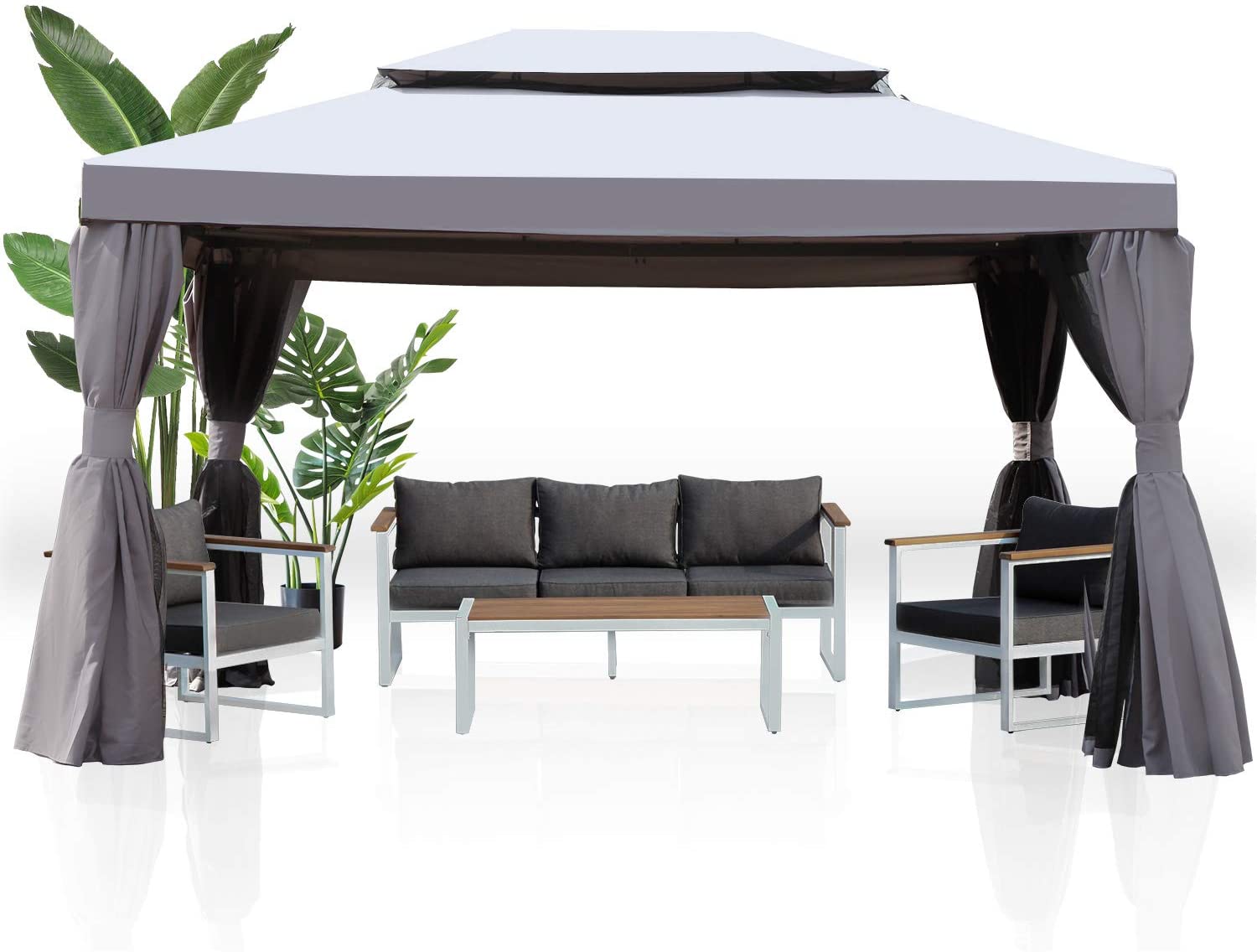Grand patio 10x13 Feet Patio Gazebo, Outdoor Canopy with Mosquito Netting and Shade Curtains
