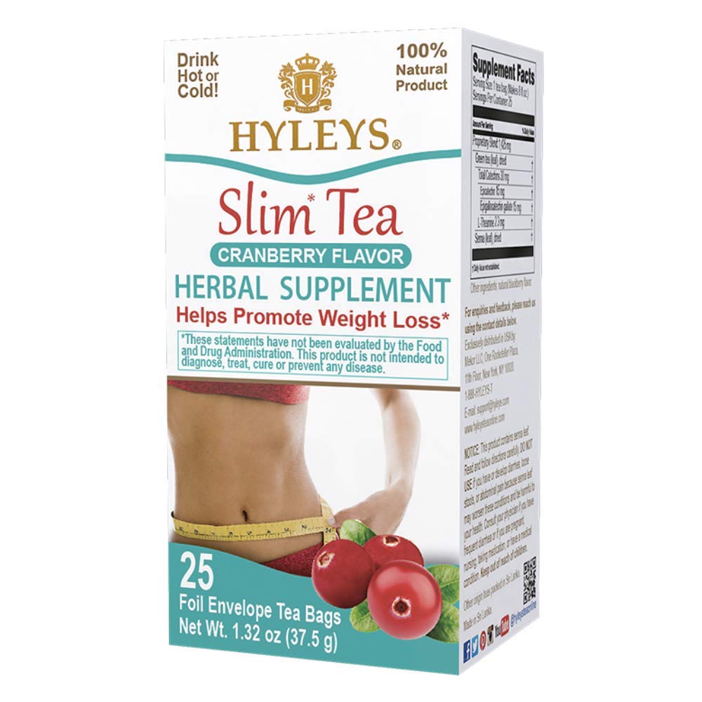 Hyleys Slim Tea Cranberry Flavor - Weight Loss Herbal Supplement Cleanse and Detox