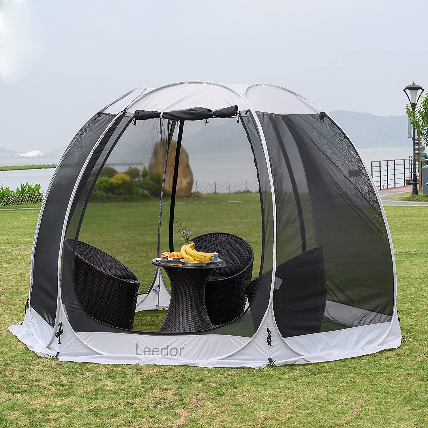 LEEDOR Gazebos for Patios Screen House Room 4-6 Person Canopy Mosquito Net Camping Tent Dining