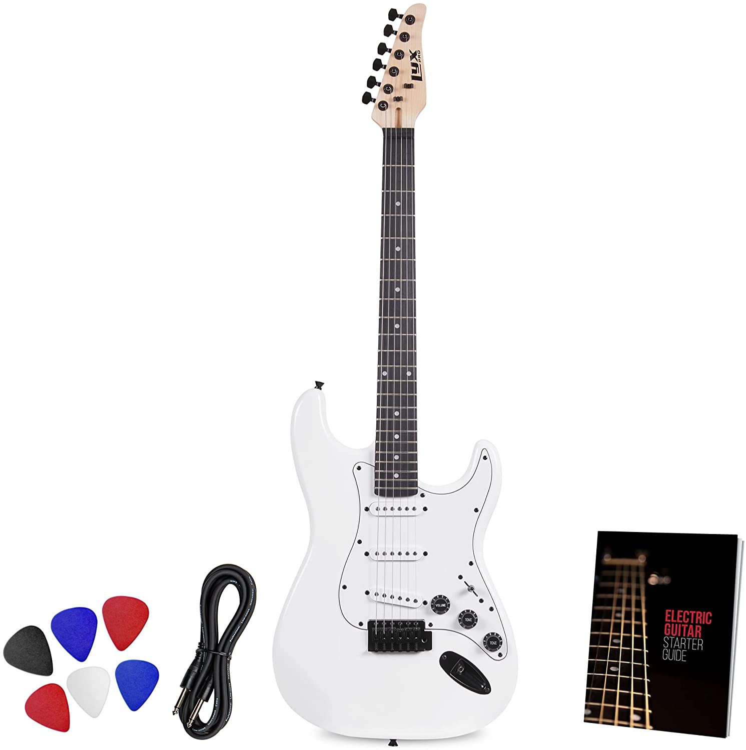 LyxPro CS 39” Electric Guitar Kit for Beginner, Intermediate & Pro Players with Guitar, Amp Cable, 6 Picks & Learner’s Guide | Solid Wood Body