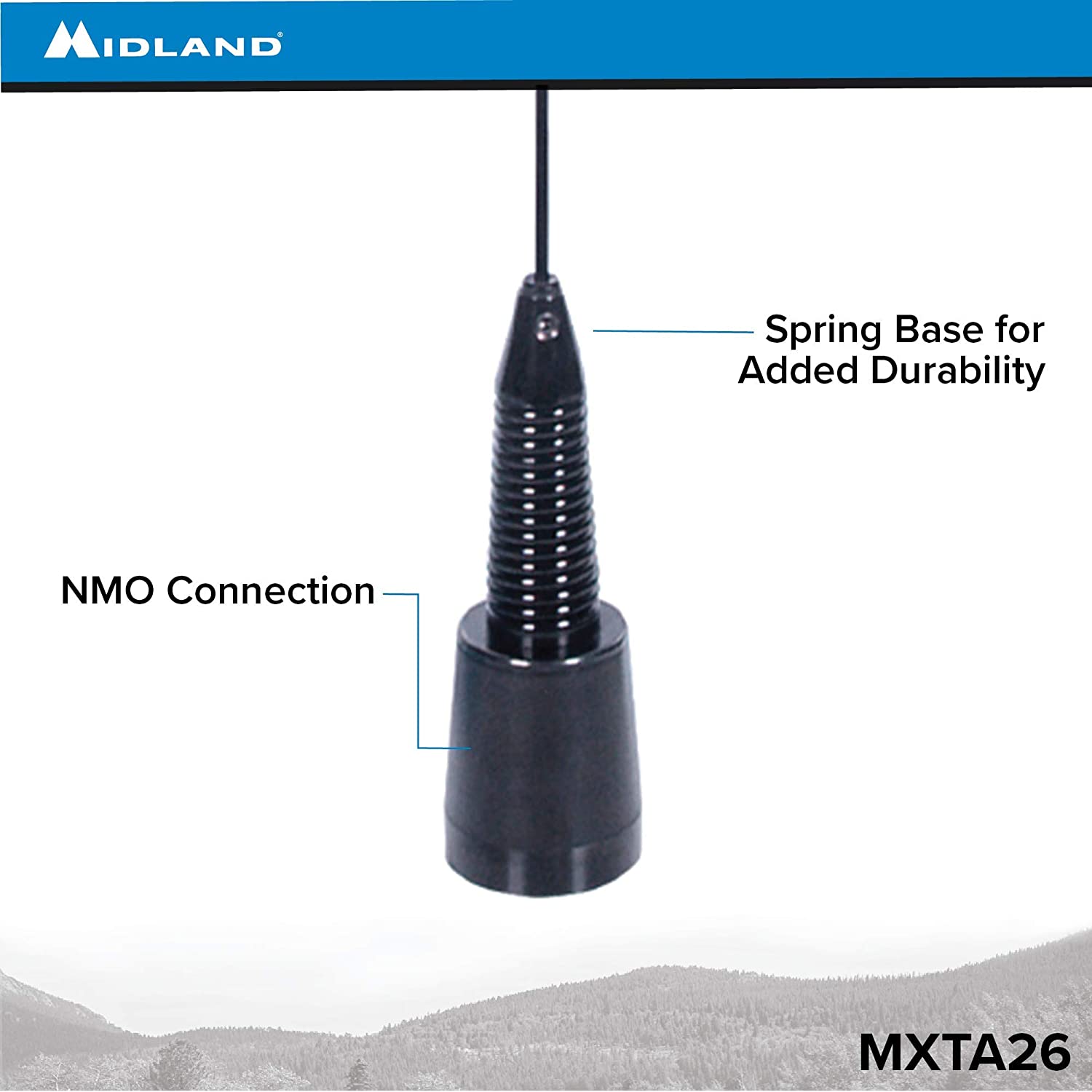 Midland 6 dB Gain Antenna with Durable Spring Base and NMO Connection 