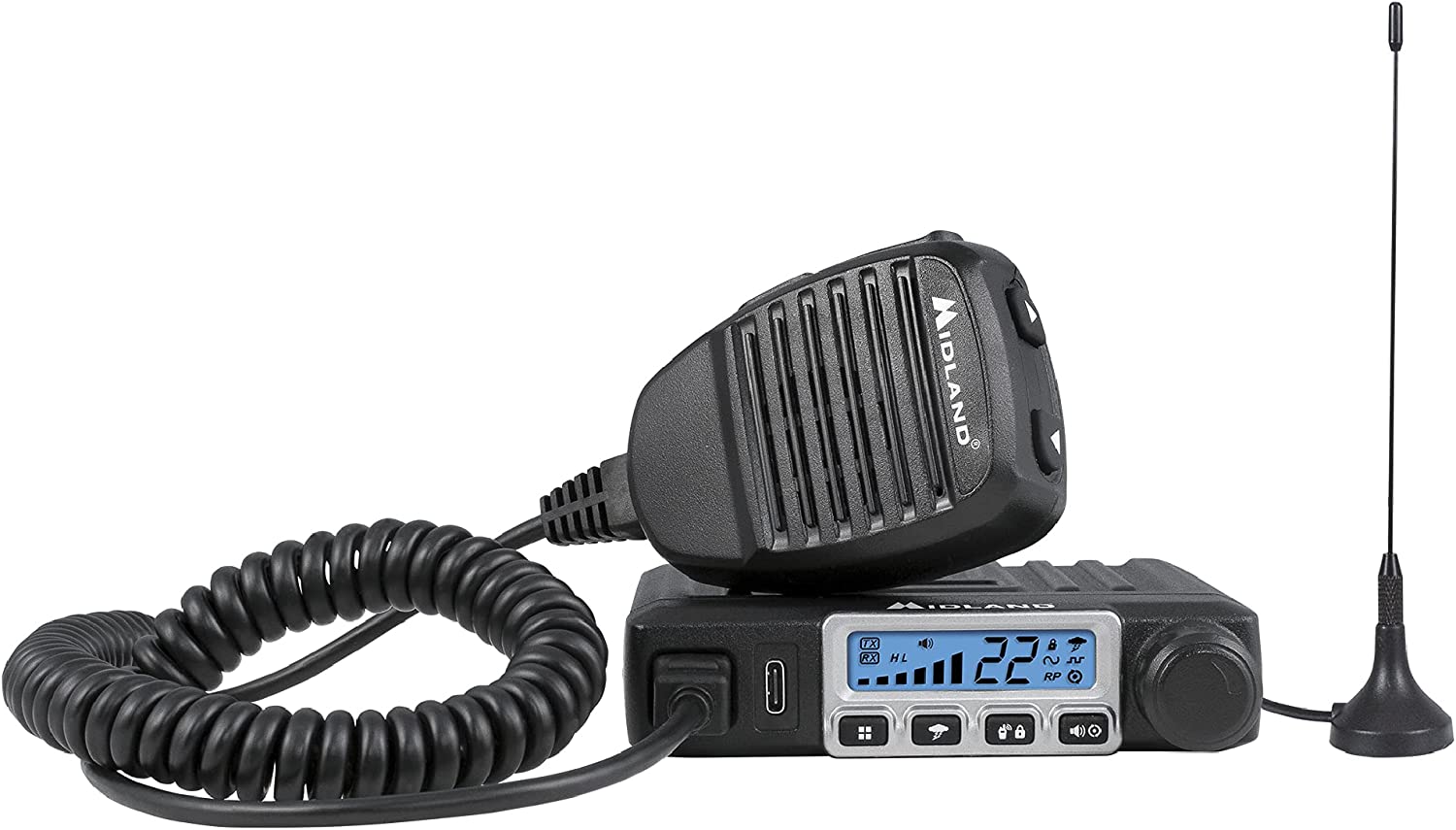 Midland - MXT115, 15 Watt GMRS MicroMobile Two-Way Radio - 8 Repeater Channels, 142 Privacy Codes, NOAA Weather Scan + Alert & External Magnetic Mount Antenna