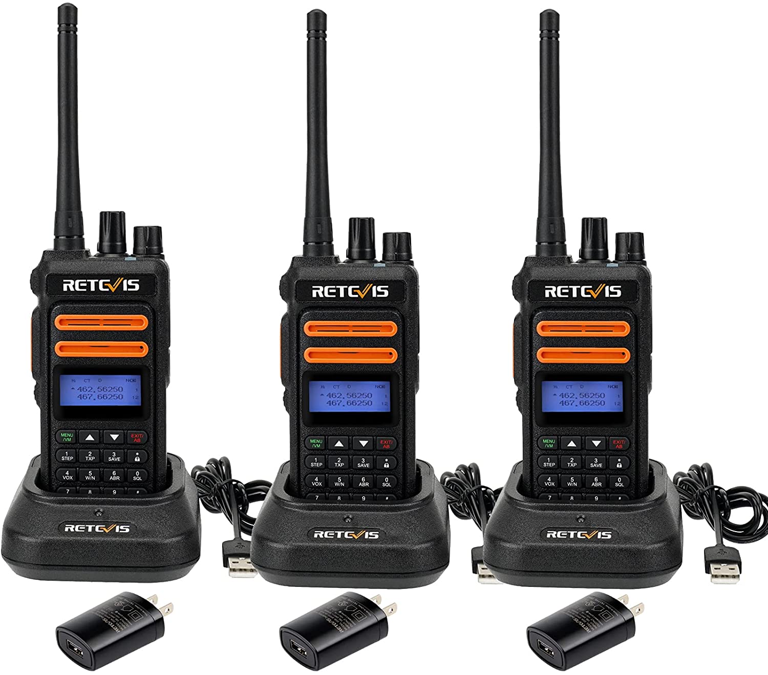 Retevis RT76P GMRS 2 Way Radio Long Range, GMRS Base Station Capable 30 Channels NOAA LCD Group Calls Rechargeable Walkie Talkies for Adults