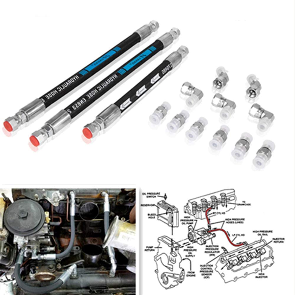 SENWEN 7.3L Powerstroke high pressure oil pump HPOP hose line kit and cross line pipe for 1999-2003 Ford.