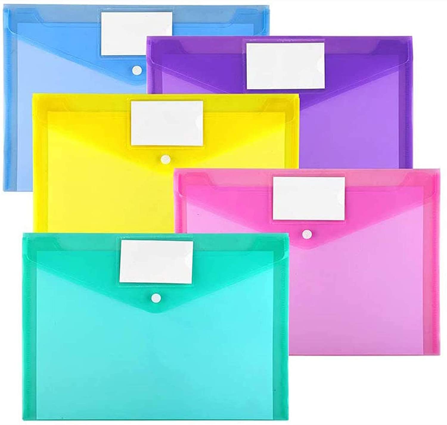 Sooez 10 Pack Plastic Envelopes Poly Envelopes, Clear Document Folders US Letter A4 Size File Envelopes with Label Pocket