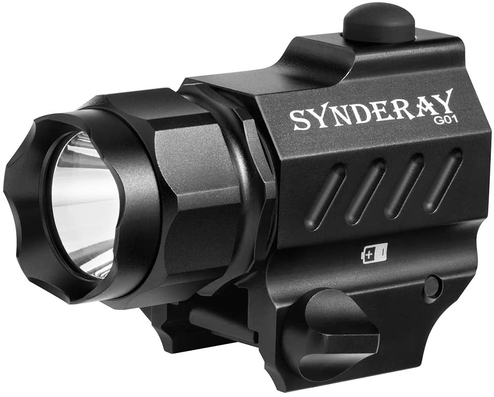 SyndeRay G01 Handgun Flashlight,2 Mode Pistol Light with Strobe,Rail Mounted Weaponlight use CREE LED