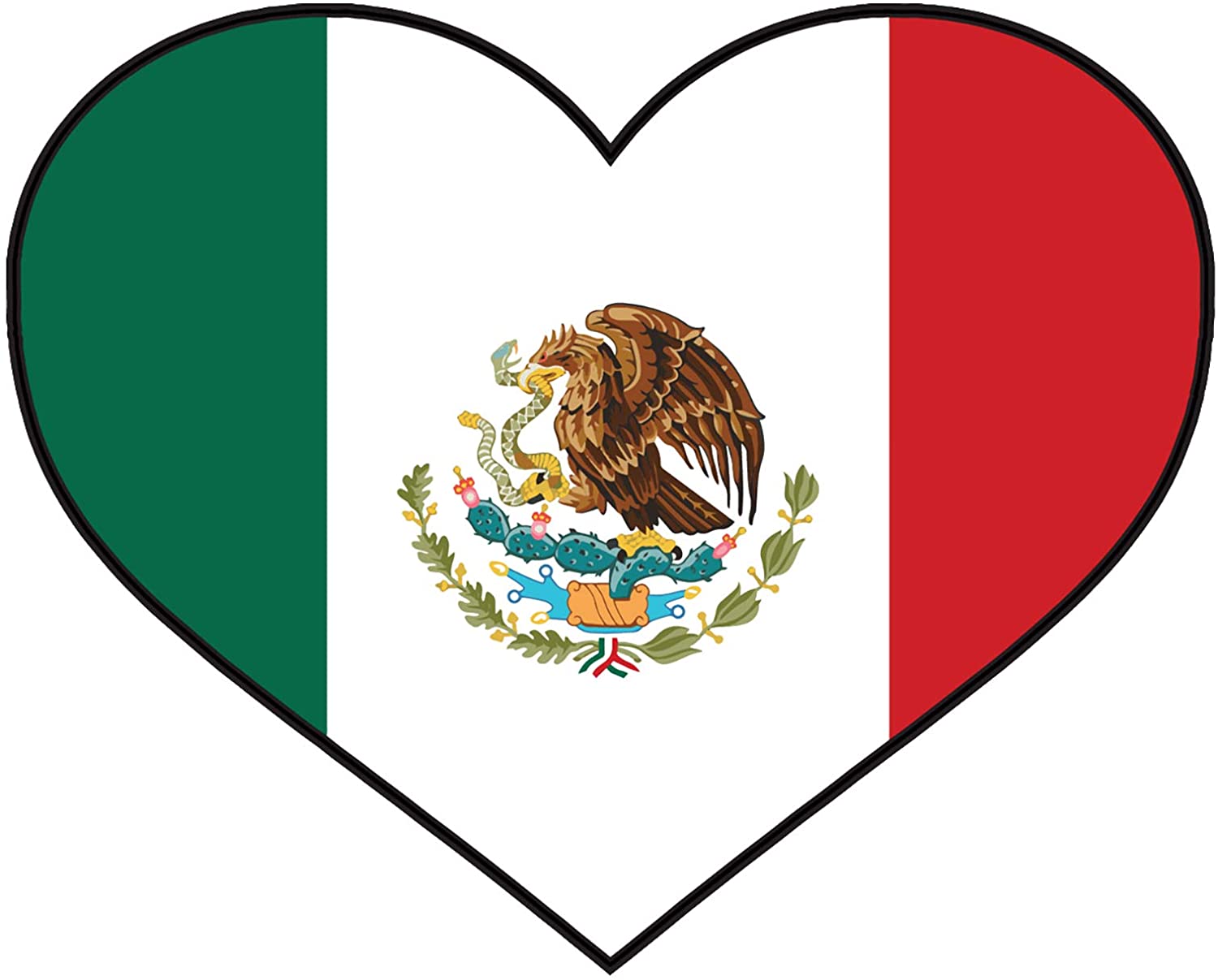 WickedGoodz Mexican Flag Heart Decal - Mexico Bumper Sticker