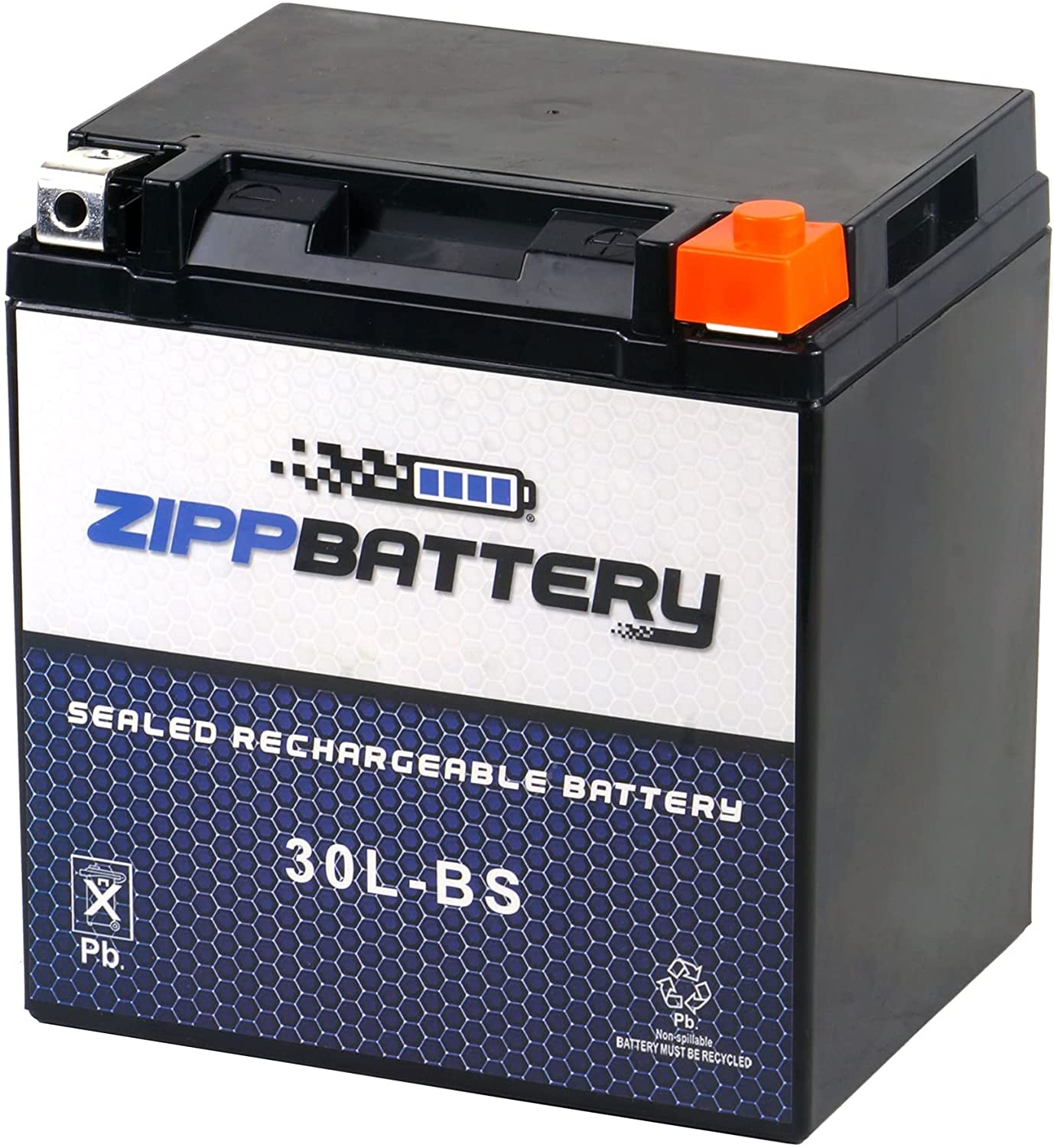 Zipp Battery YTX30L-BS Maintenance Free Replacement Battery for ATV, Motorcycle, Snowmobile, and UTV