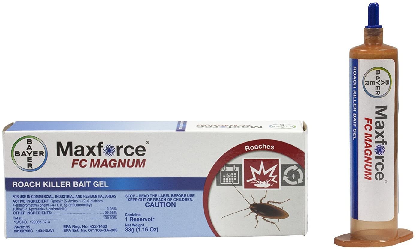 2 Tubes Maxforce FC Magnum Cockroach German Roach Pest Control Gel Bait 33 gram per tube w/ 1 Plunger ~~ 5 Times Stronger then Regular Maxforce FC Roach Gel ~~ Mata Cucarachas