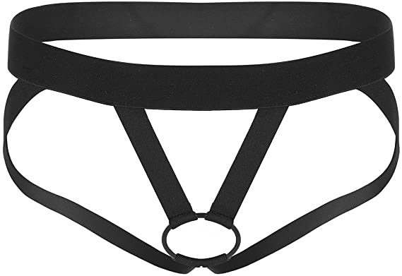 CHICTRY Men's Jockstrap Spandex Open Hole Underwear String with Metal O Ring