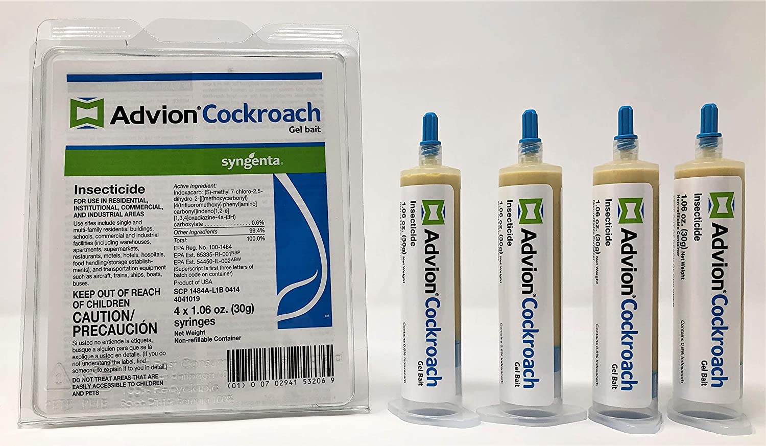 Syngenta Advion Cockroach Gel Bait - 1 Box (4 X 30 Gr.Syringes)