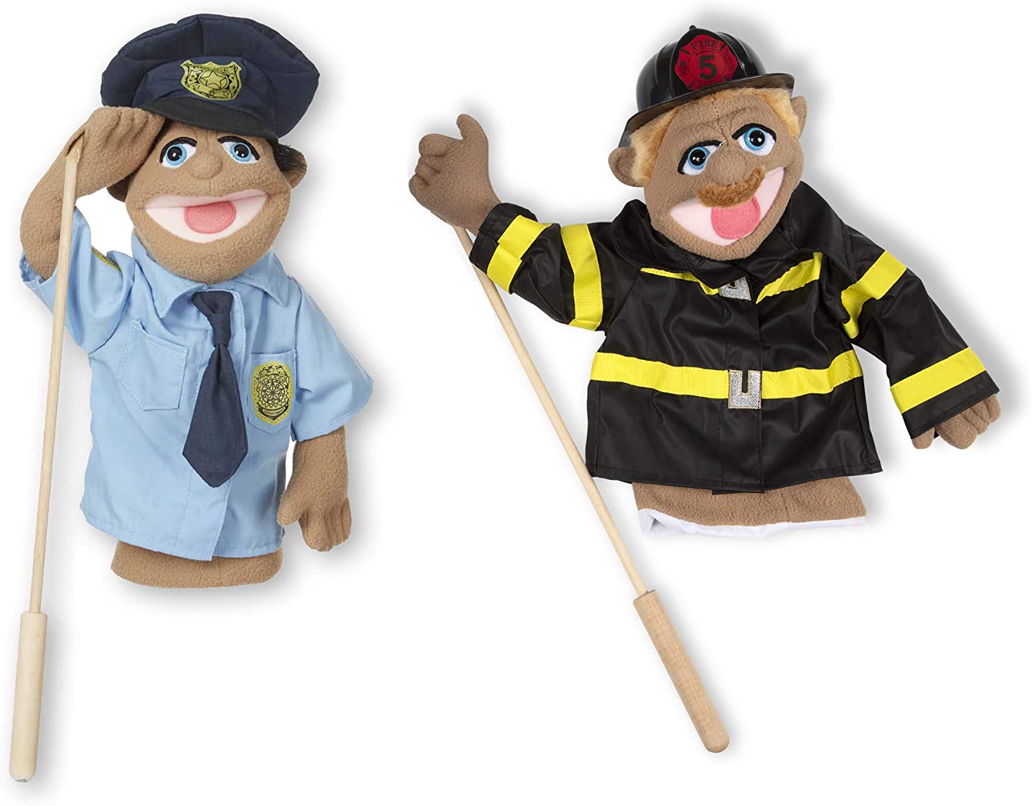 Melissa & Doug Rescue Puppet Set - Police Officer and Firefighter