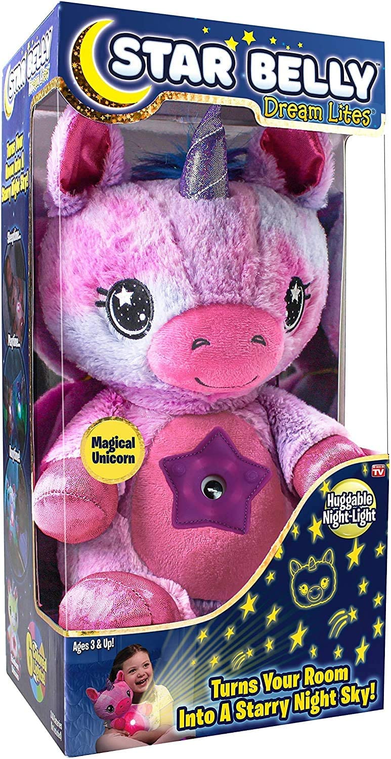 Ontel Star Belly Dream Lites, Stuffed Animal Night Light, Magical Pink and Purple Unicorn, As Seen on TV