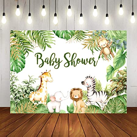 Safari Animals Baby Shower-Backdrop-Jungle-Baby-Shower-Photography-Background-Safari-Baby