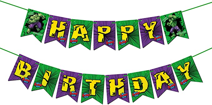 Invincible Hulk-Happy-Birthday-Banner-Perfect-for-Superhero-Lovers-Party-Decorations